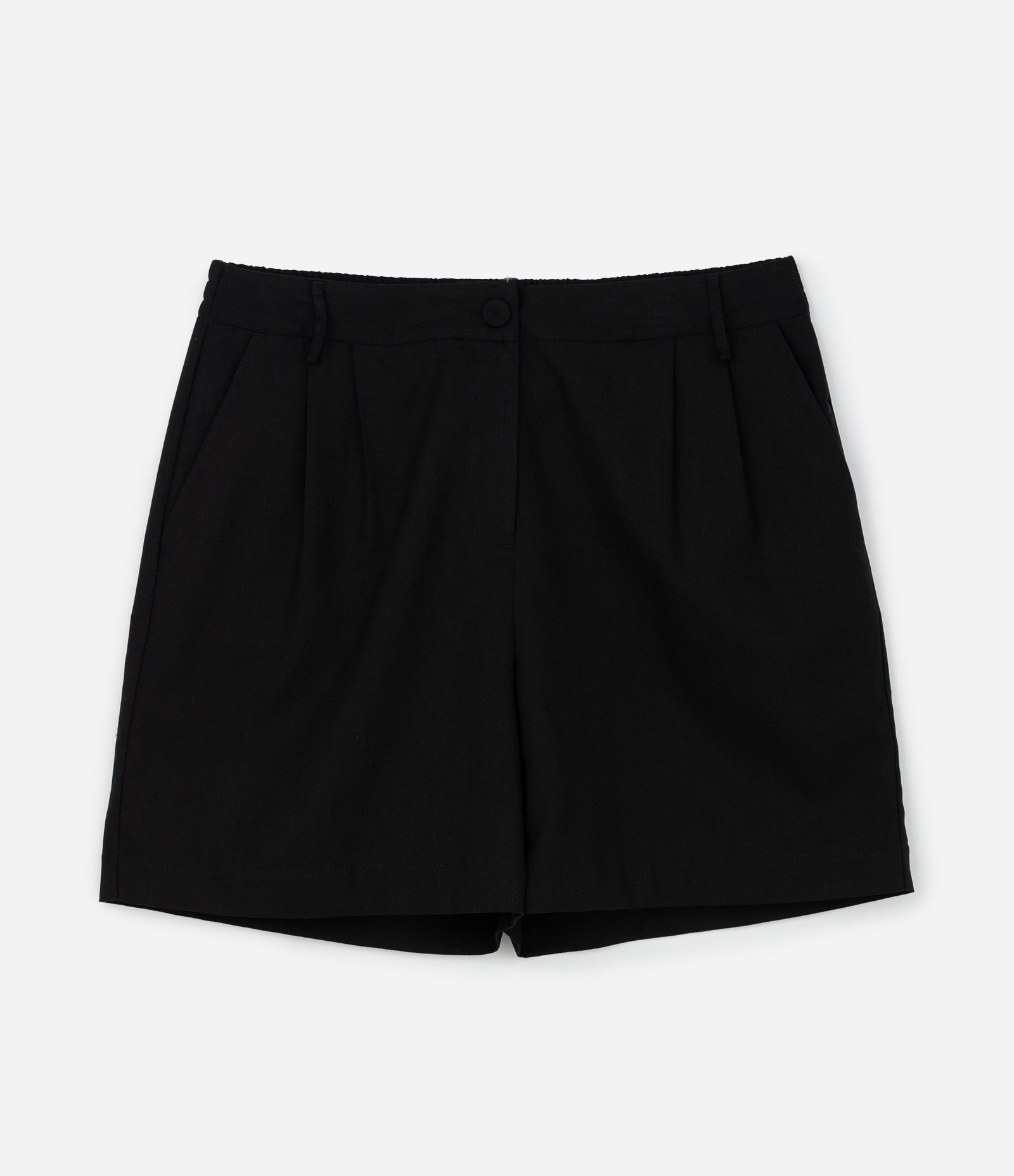 Bermuda com Linho e Pregas Frontais Curve & Plus Size Preto 5