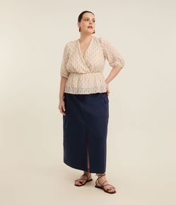 Saia Midi em Sarja com Bolso Cargo Curve & Plus Size
