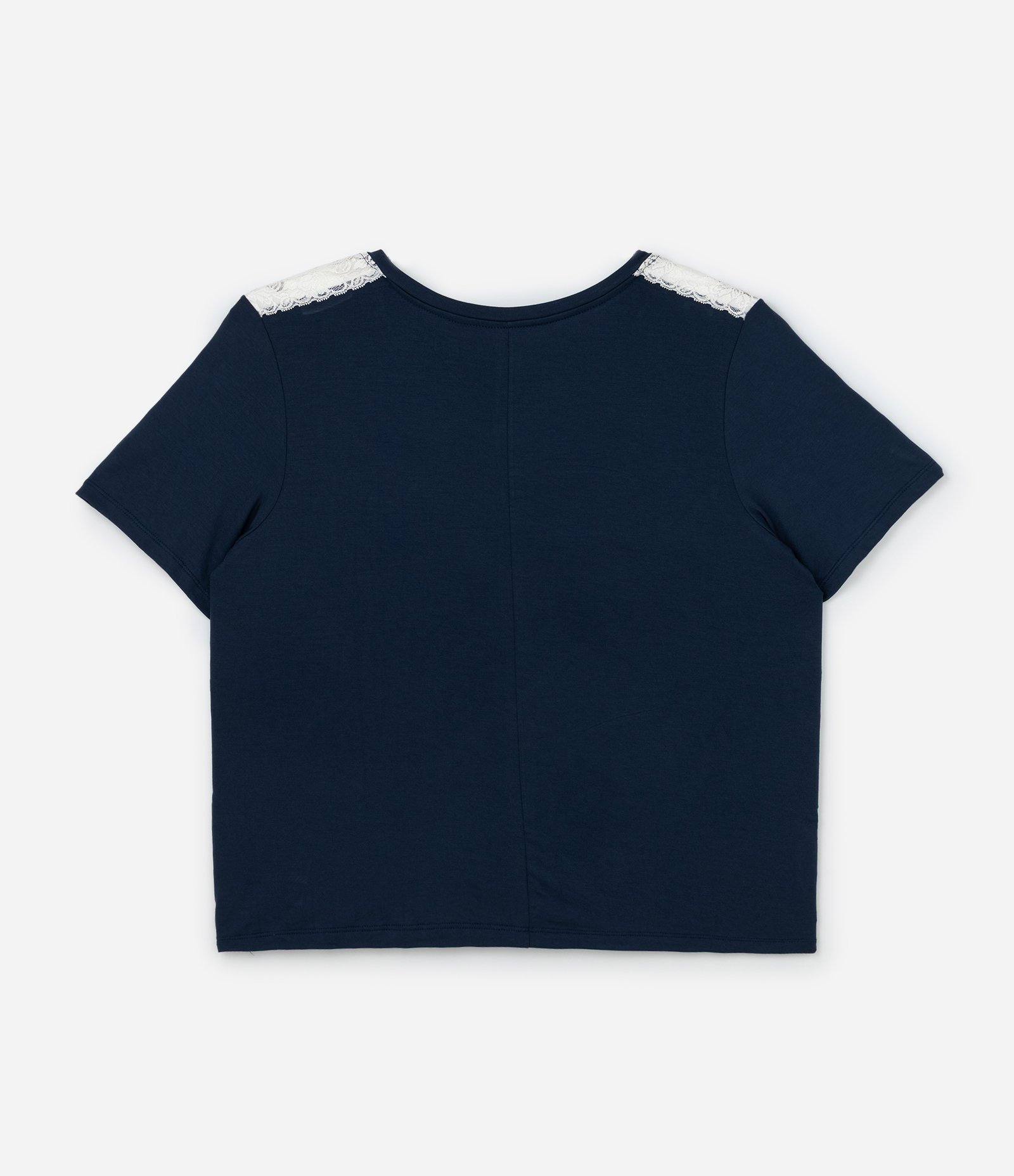 Pijama Curto em Viscolycra com Detalhe de Renda Contrastante Curve & Plus Size Azul 7