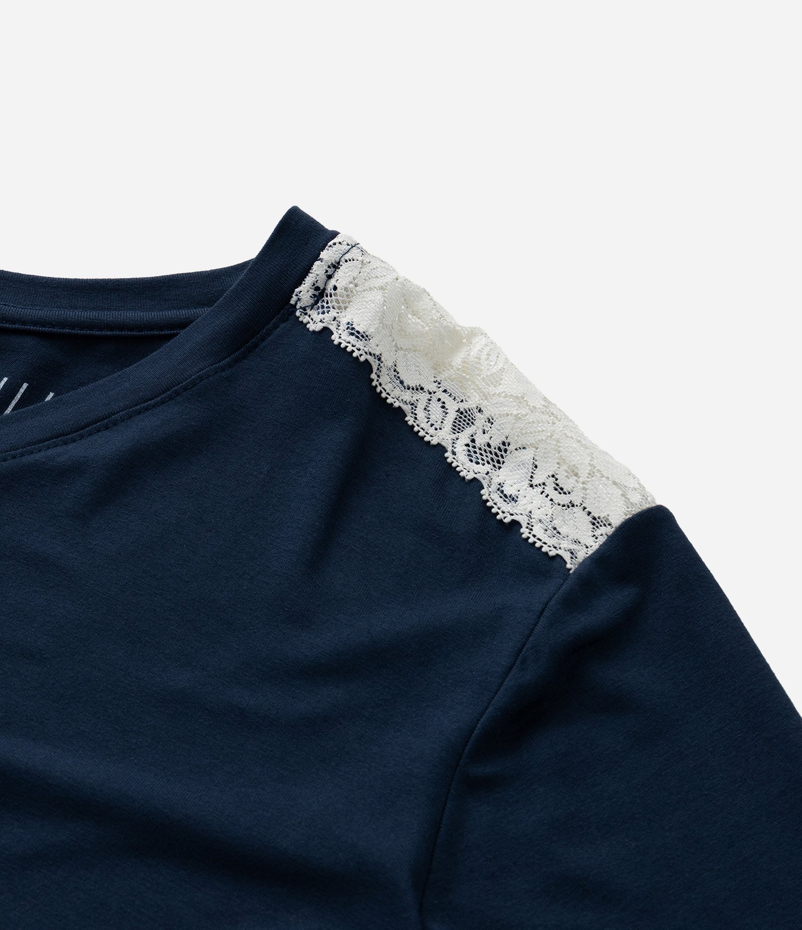 Pijama Curto em Viscolycra com Detalhe de Renda Contrastante Curve & Plus Size Azul 10