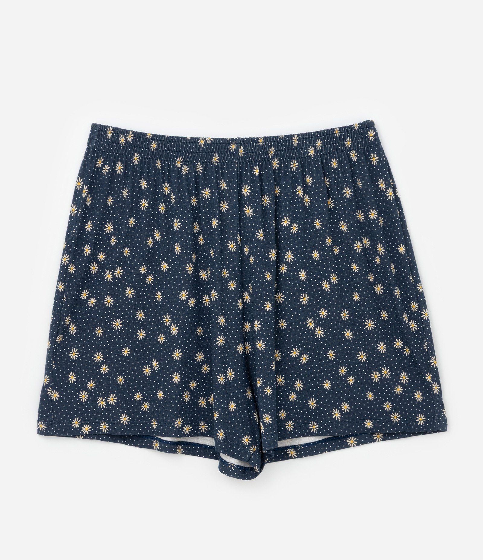 Pijama Curto em Viscolycra com Estampa Mi Amore e Short de Margaridas Curve & Plus Size Azul 8