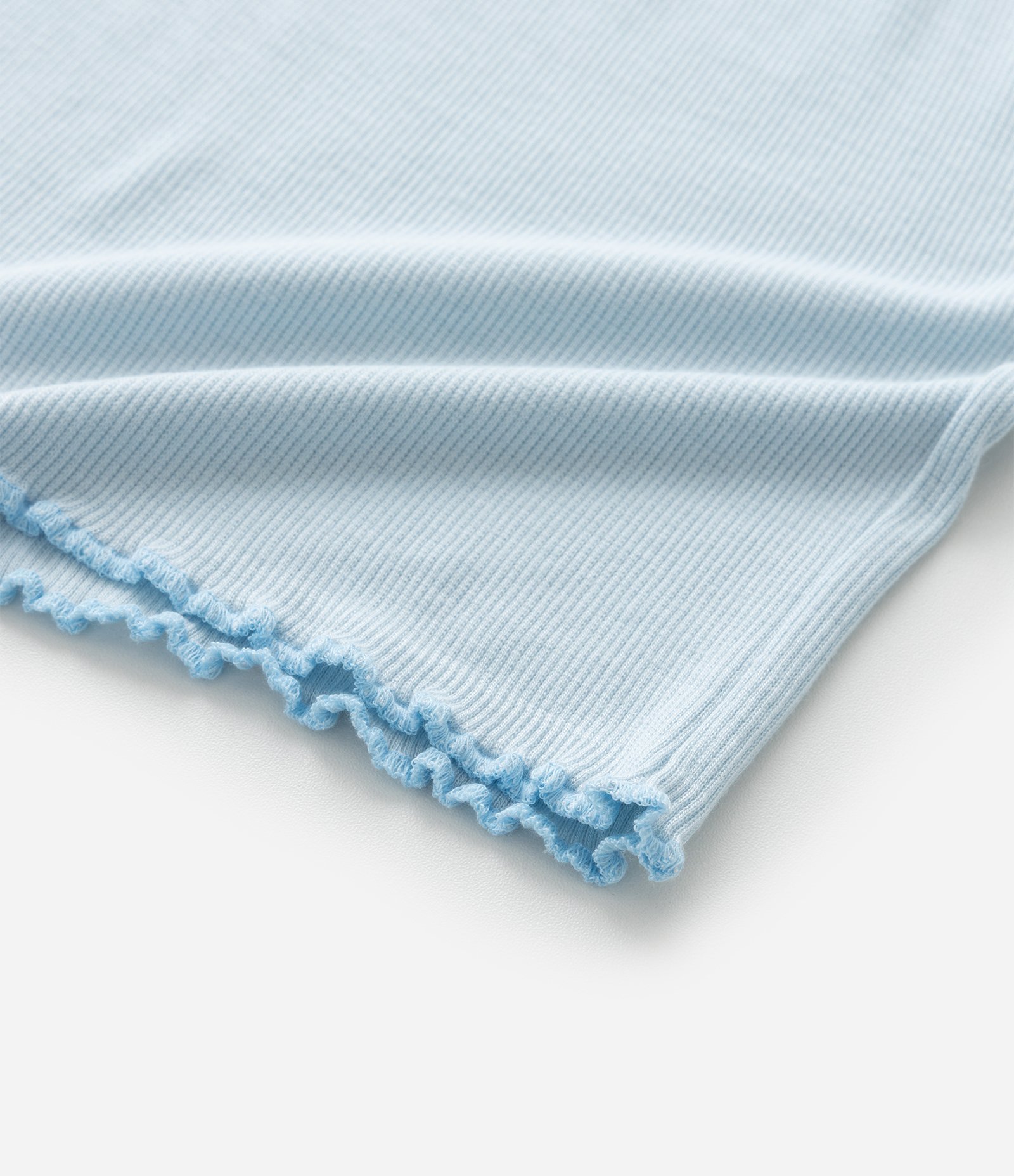 Pijama Short Doll em Ribana com Rendinha Contrastante e Barra Frufru Curve & Plus Size Azul 12