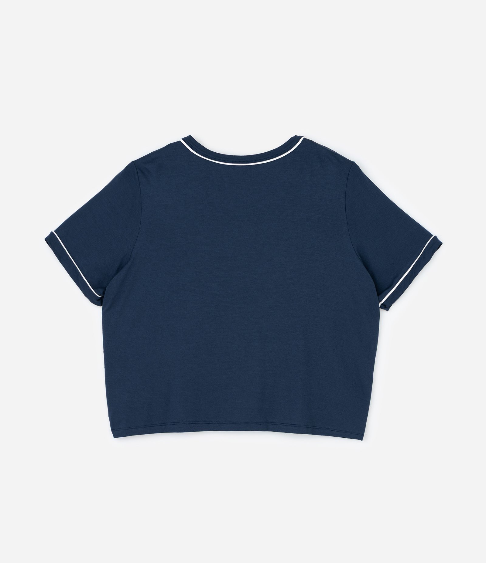 Pijama Curto em Viscolycra com Botões Frontais e Viés Contrastante Curve & Plus Size Azul 6