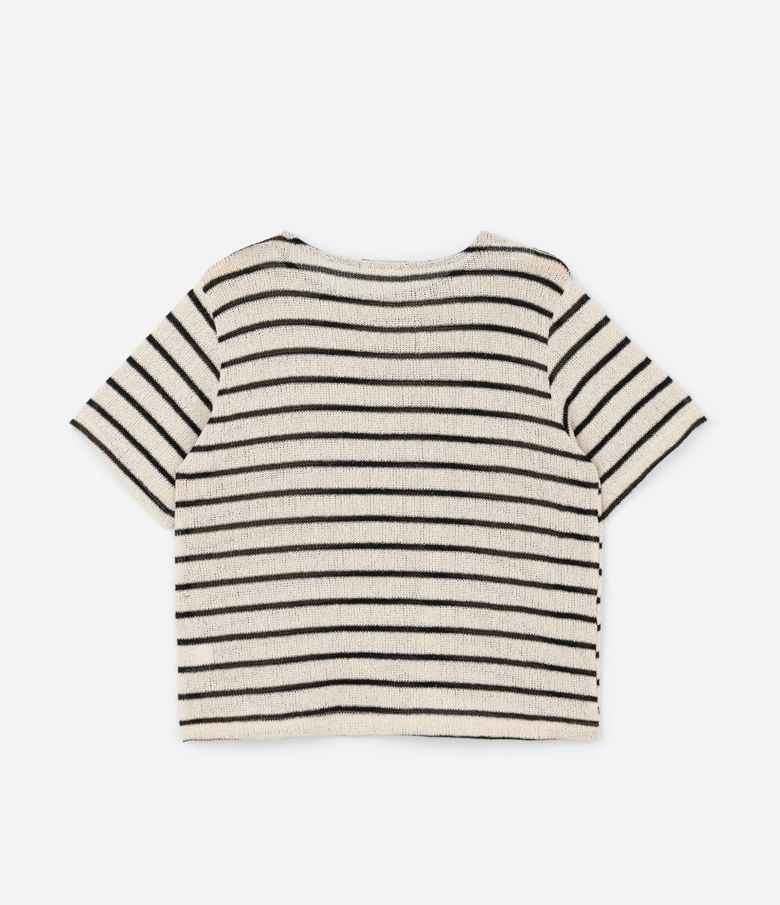 Blusa com Efeito Crochê e Listras Curve & Plus Size Bege/Preto 2