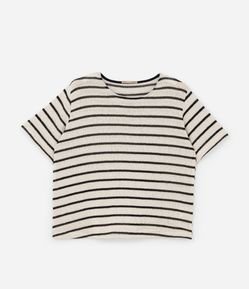 Blusa com Efeito Crochê e Listras Curve & Plus Size