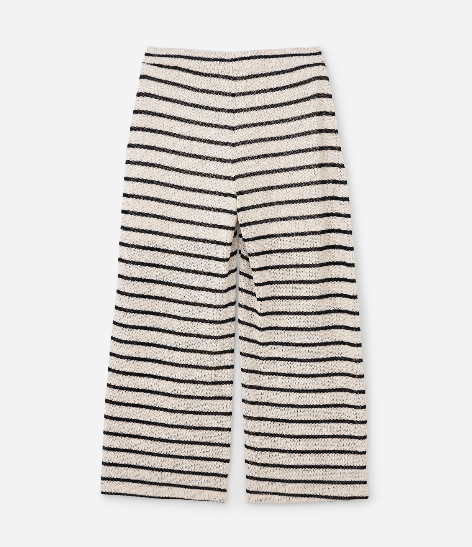 Calça Pantacourt com Efeito Crochê e Listras Curve & Plus Size Bege/Preto 6