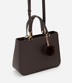 Bolsa Satchel Média com Alça Removível e Pompom