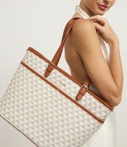 Bolsa Shopper em PU com Estampa em Triângulo