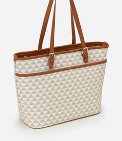 Bolsa Shopper em PU com Estampa em Triângulo