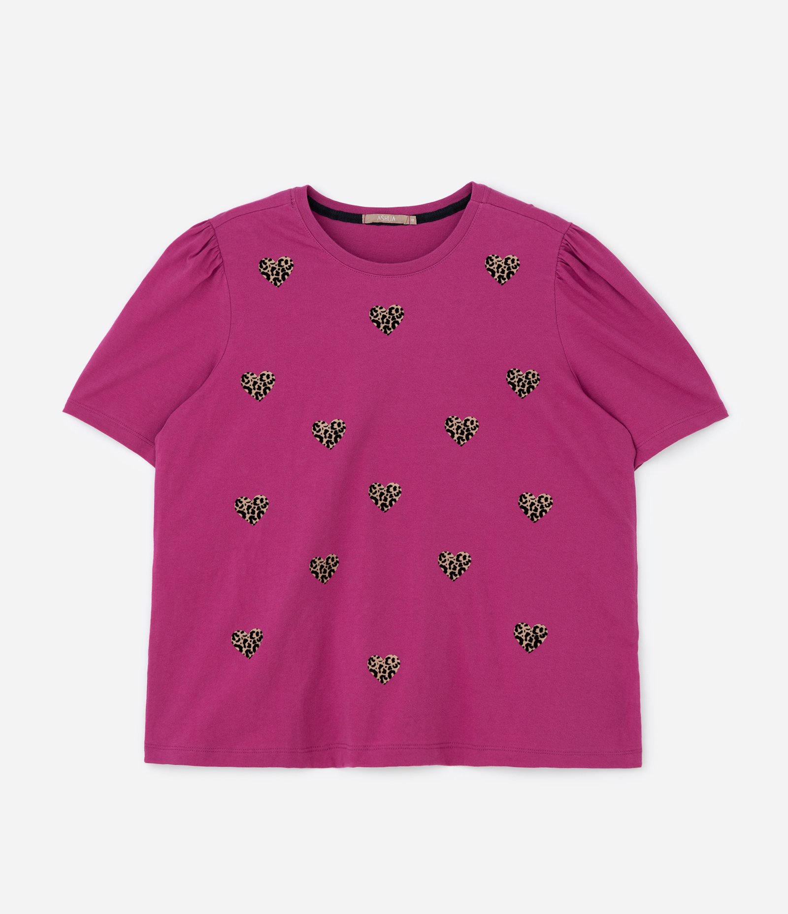 Blusa Manga Bufante e Estampa de Coração Curve & Plus Size Rosa 3