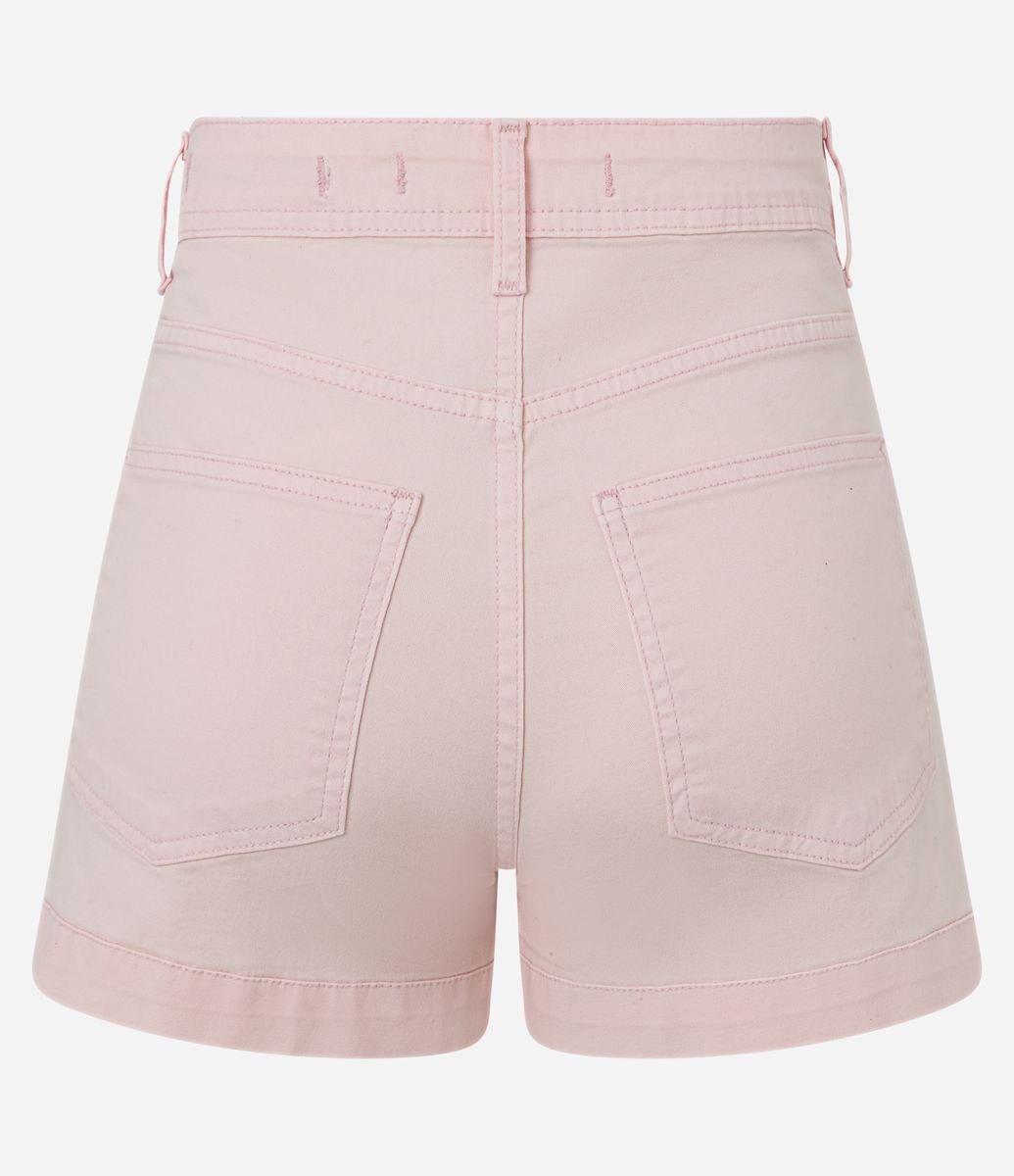 Short Hot Pants em Sarja com Barra Dobrada Rosa