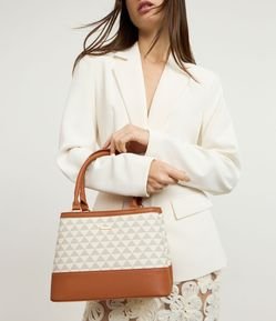 Bolsa Satchel Média com Estampa Triangular