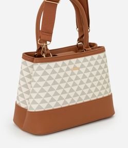 Bolsa Satchel Média com Estampa Triangular