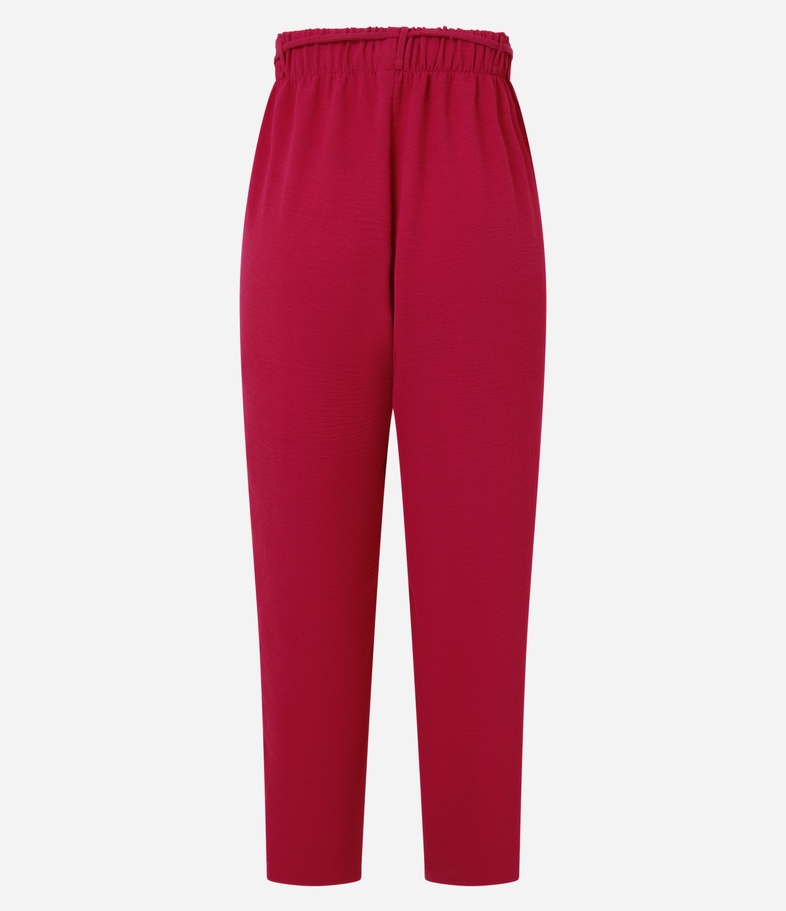 Calça Cenoura com Cintura Alta e Amarração Rosa Cereja 6