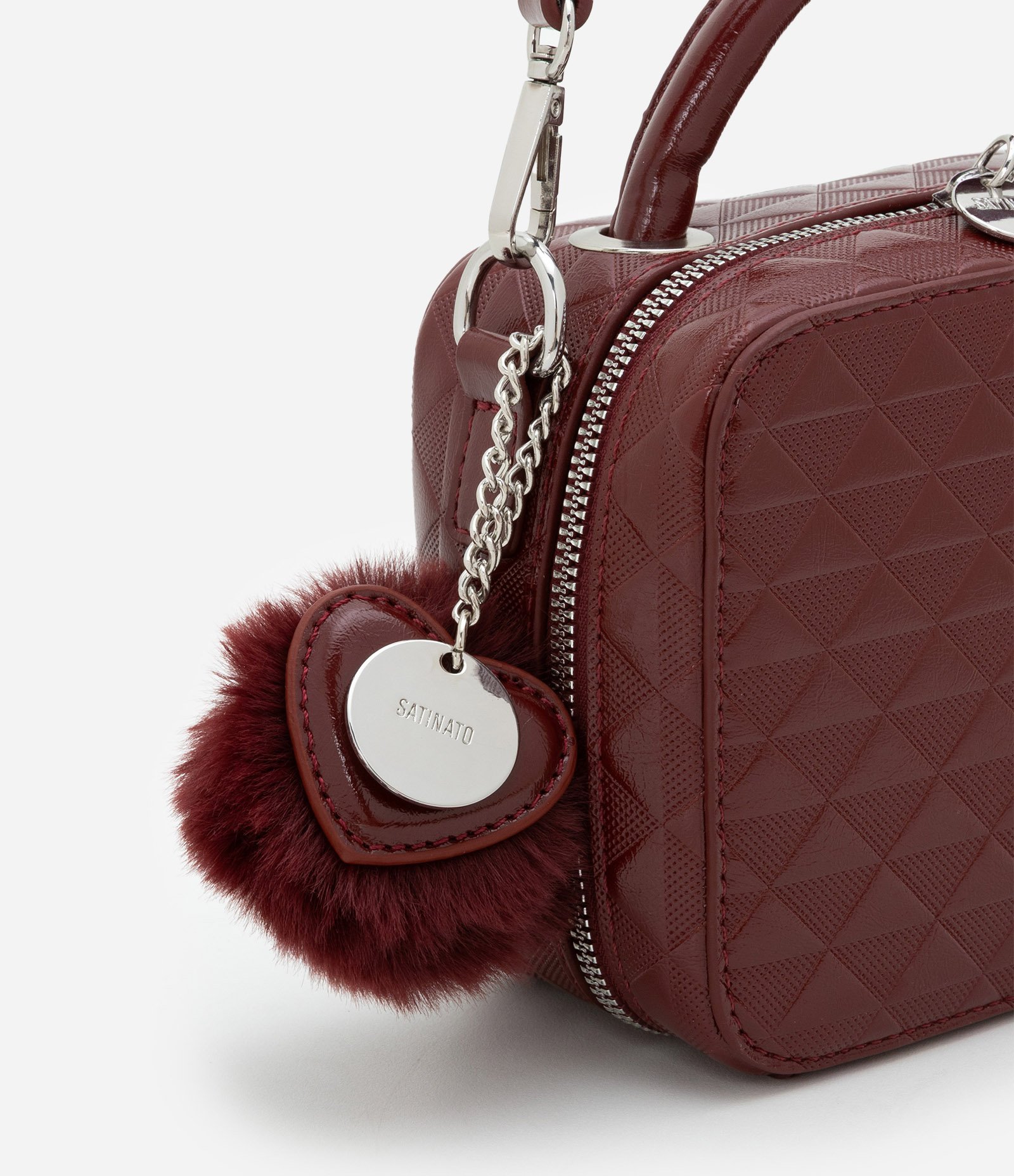 Bolsa Câmera Bag com Alça Transversal e Pompom Vinho 4