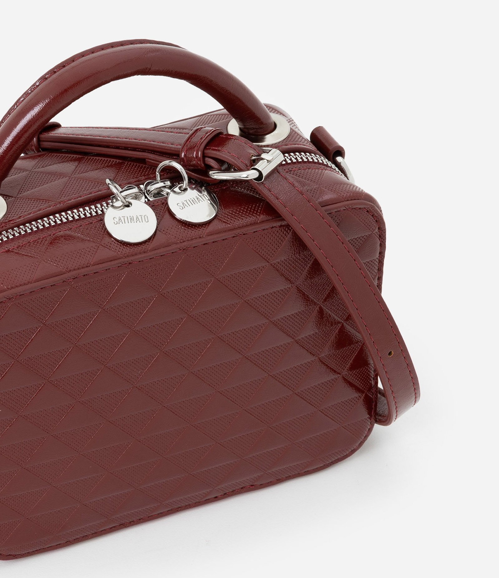 Bolsa Câmera Bag com Alça Transversal e Pompom Vinho 5