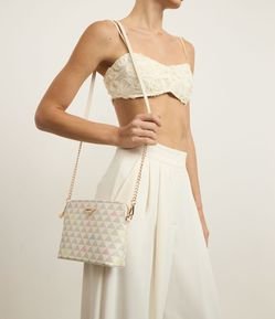 Bolsa Transversal em PU com Estampa Triângulo