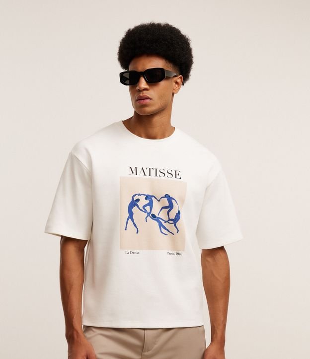 Camiseta Boxy em Algodão com Estampa La Danse de Matisse e Lettering