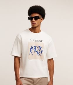 Camiseta Boxy em Algodão com Estampa La Danse de Matisse e Lettering