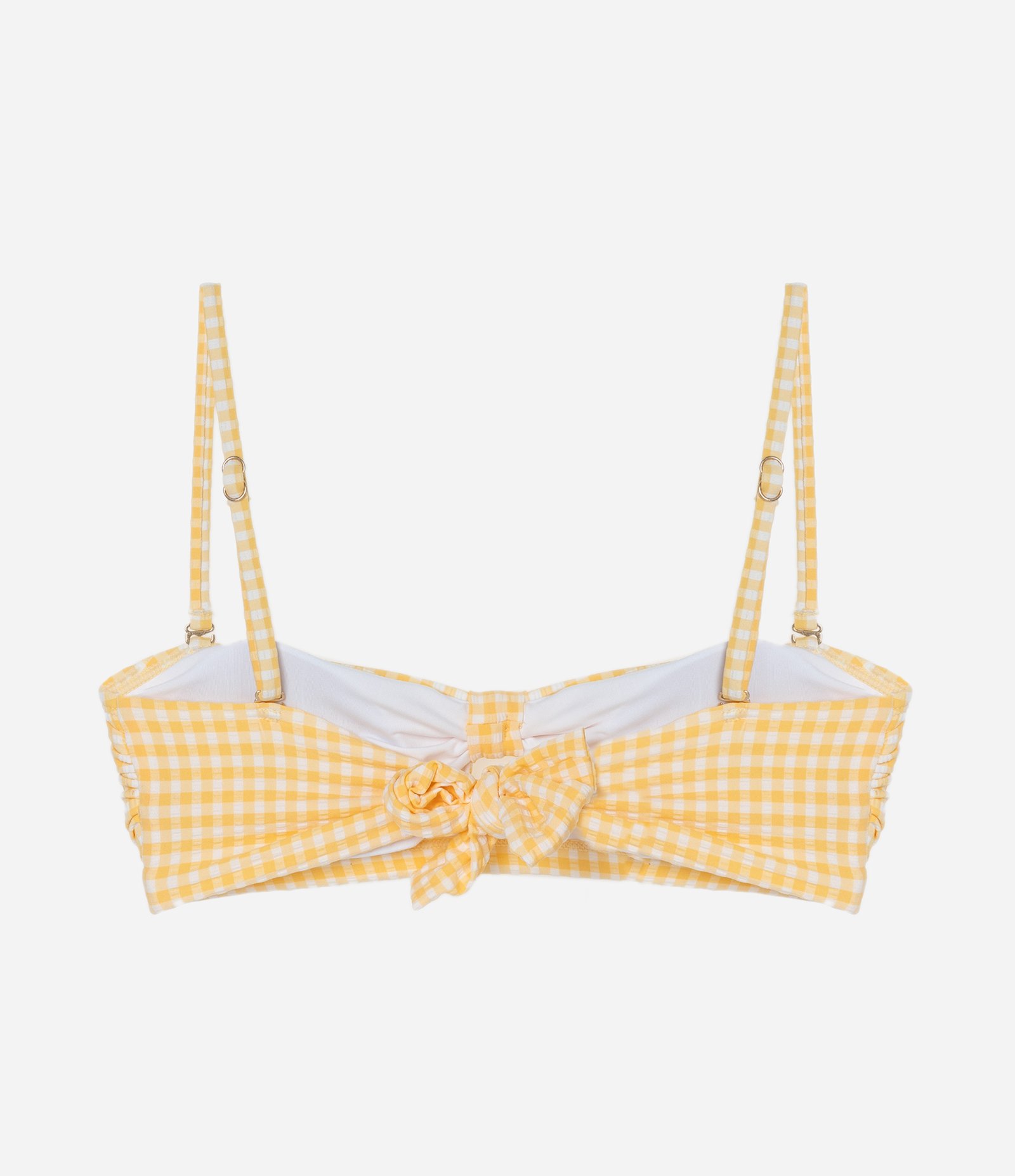 Biquíni Top Bandeau em Microfibra Vichy com Alça Removível Amarelo 2