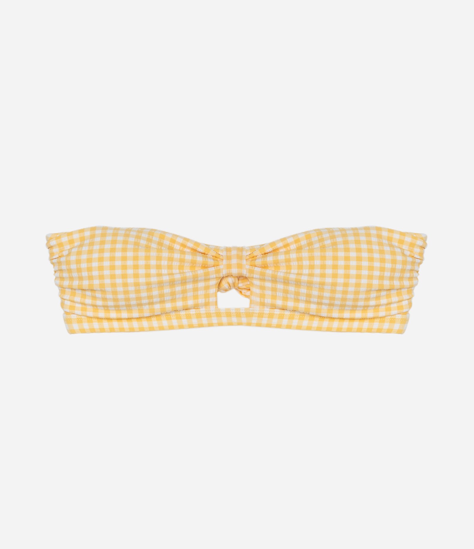 Biquíni Top Bandeau em Microfibra Vichy com Alça Removível Amarelo 3