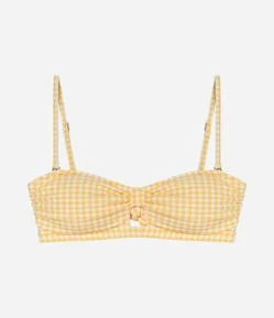 Biquíni Top Bandeau em Microfibra Vichy com Alça Removível