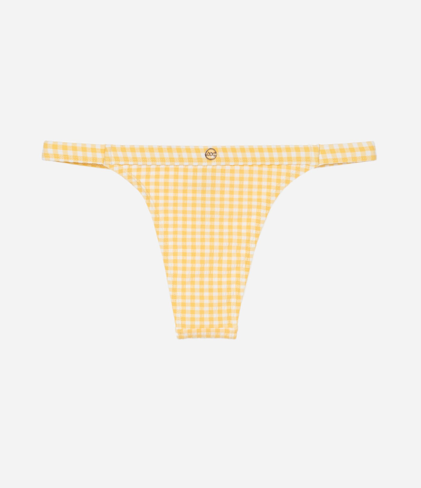 Biquíni Calcinha String em Microfibra Estampada Xadrez Vichy Amarelo 2