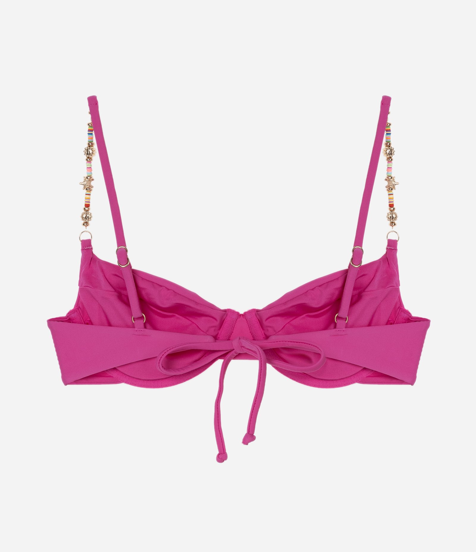 Biquíni Top Meia Taça em Microfibra com Miçangas nas Alças Rosa 2