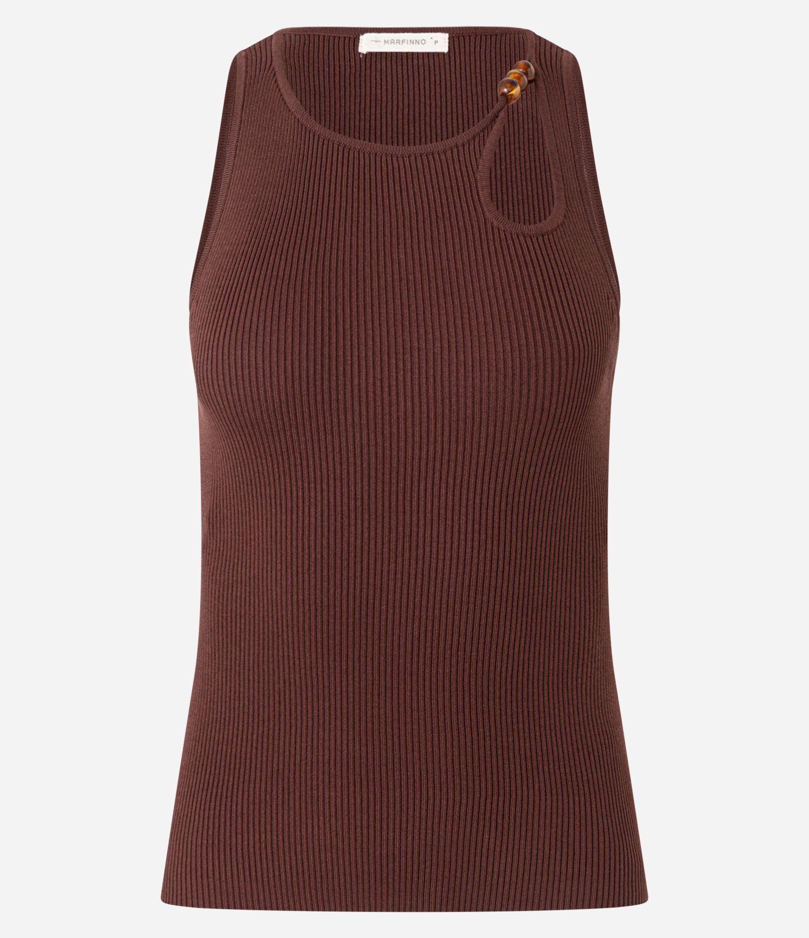 Blusa em Tricô com Decote U e Miçanga no Deocte Marrom 5