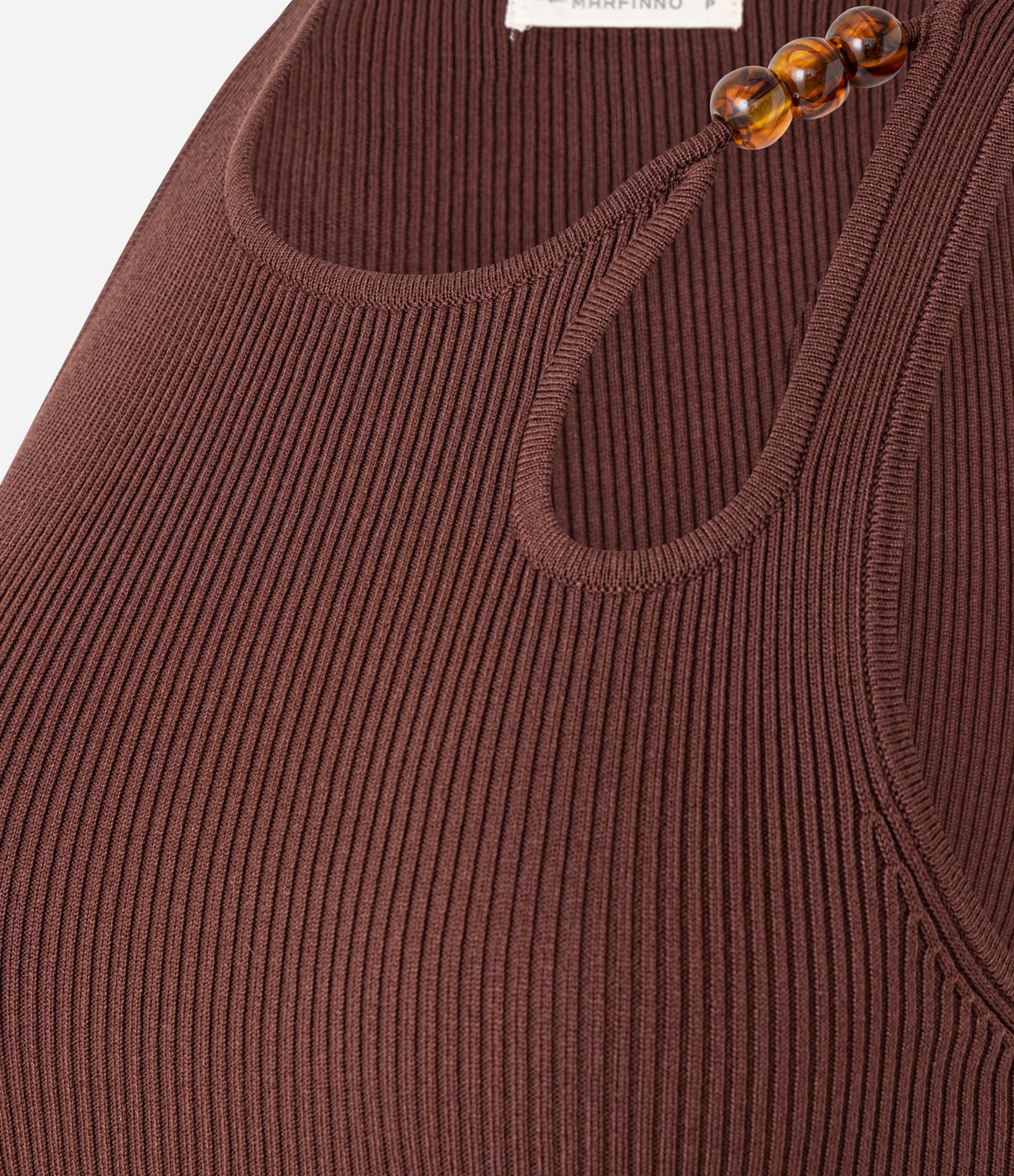 Blusa em Tricô com Decote U e Miçanga no Deocte Marrom 7