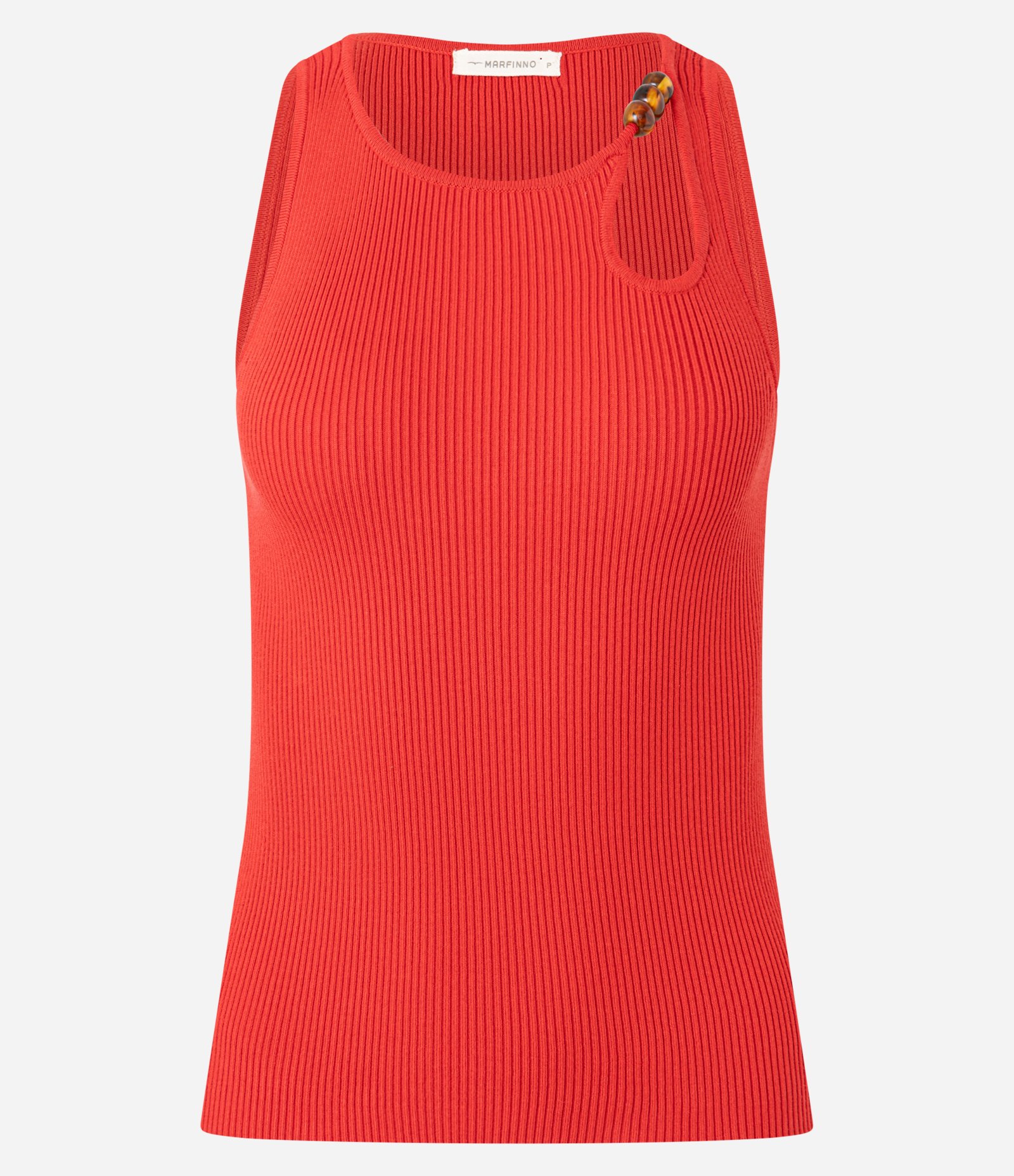 Blusa em Tricô com Decote U e Miçanga no Deocte Vermelho 5