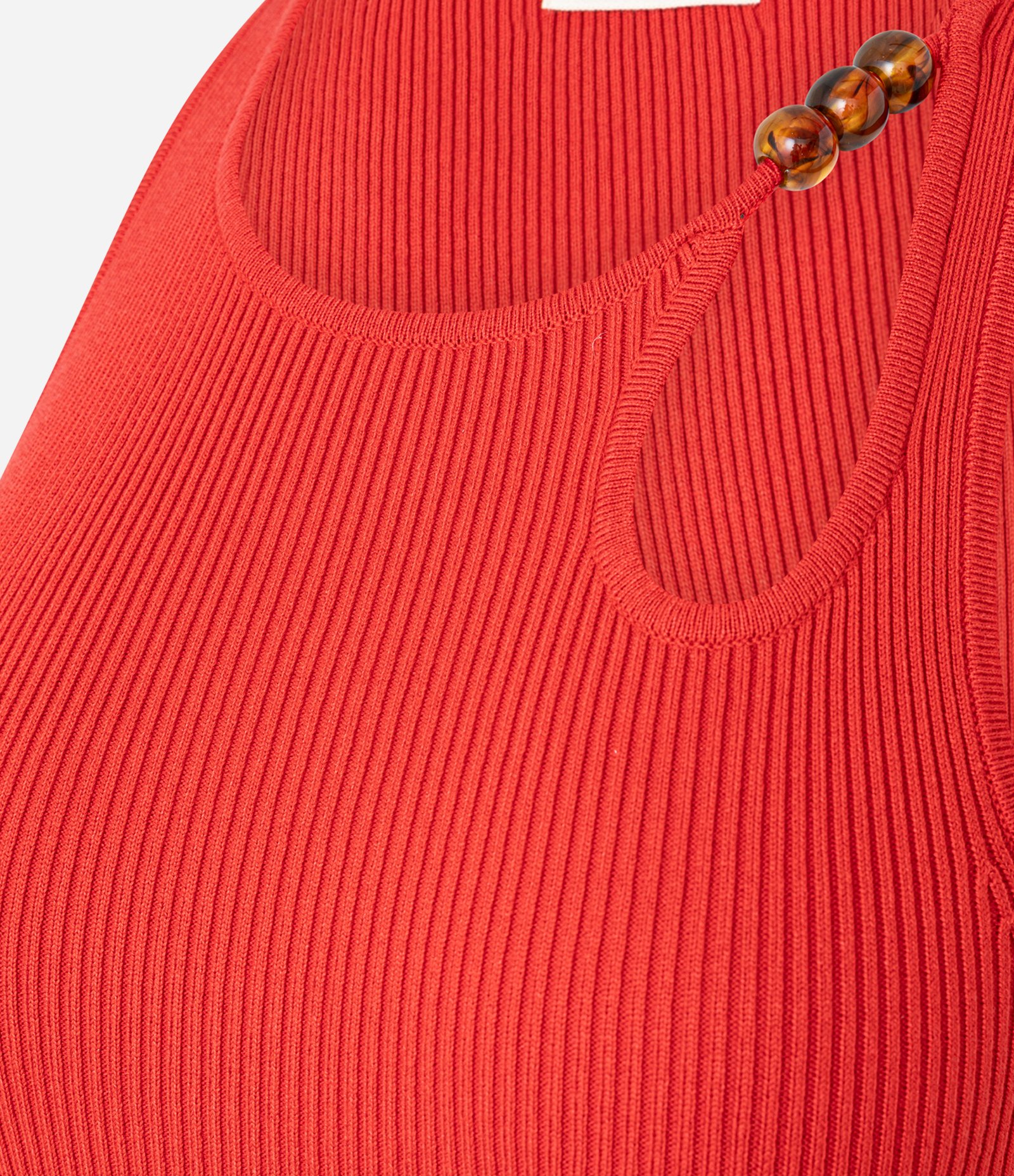 Blusa em Tricô com Decote U e Miçanga no Deocte Vermelho 7