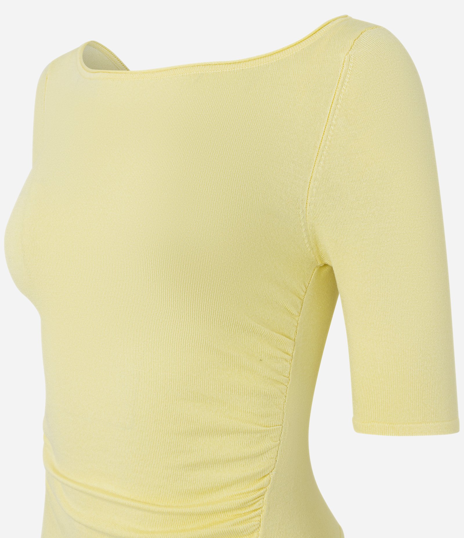 Blusa em Tricô com Decote Quadrado e Franzidos Amarelo 2