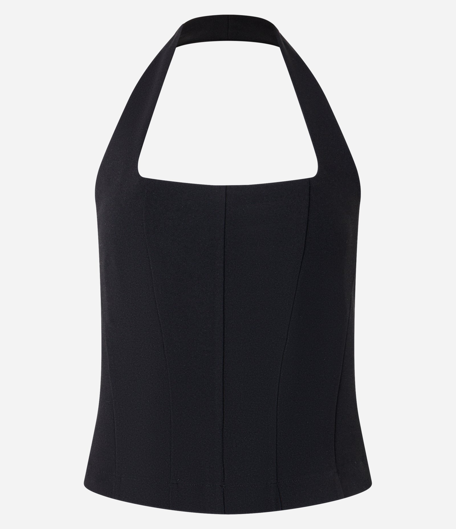 Blusa Frente Única Curta em Crepe com Decote Quadrado Preto 5