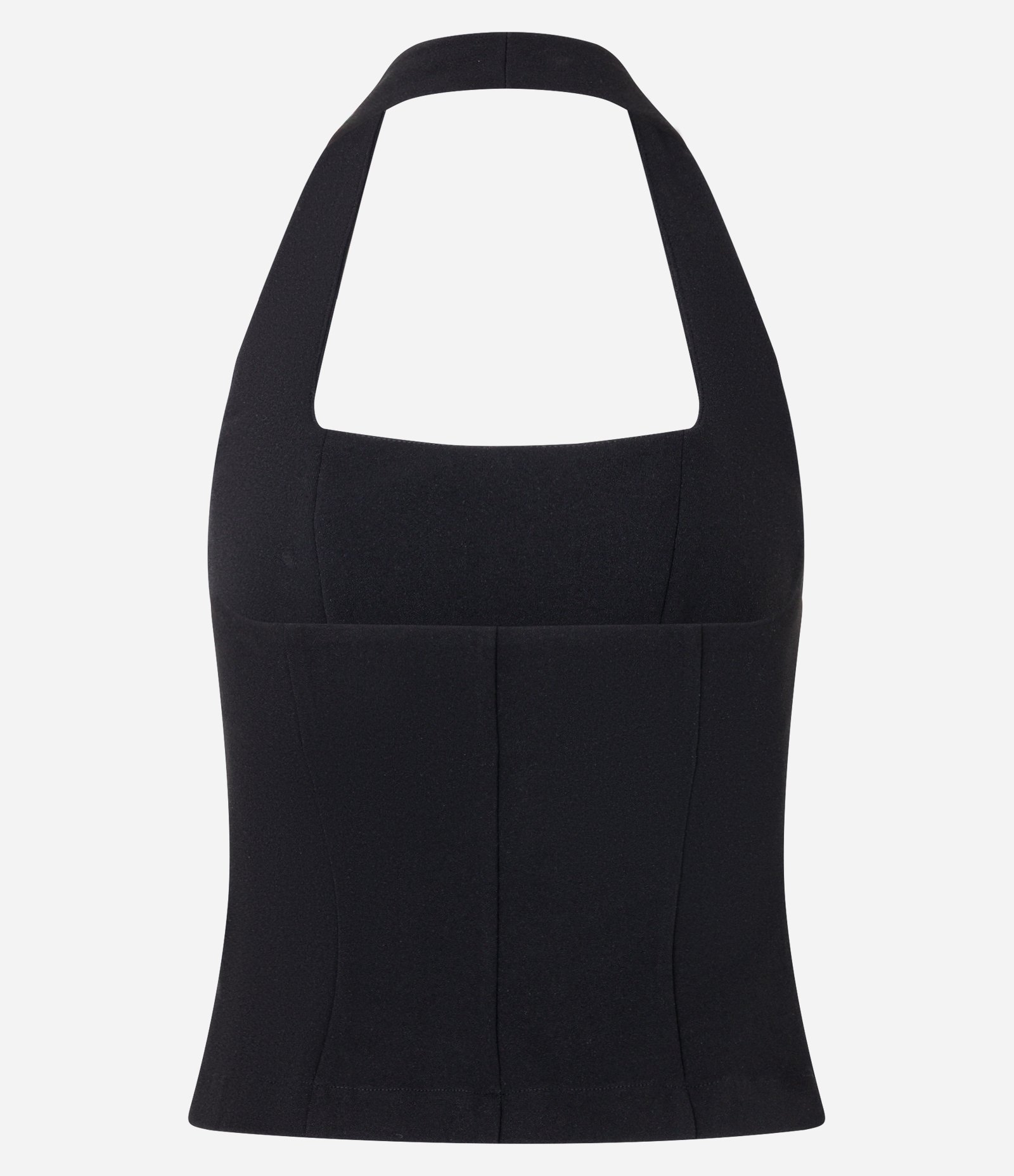 Blusa Frente Única Curta em Crepe com Decote Quadrado Preto 6