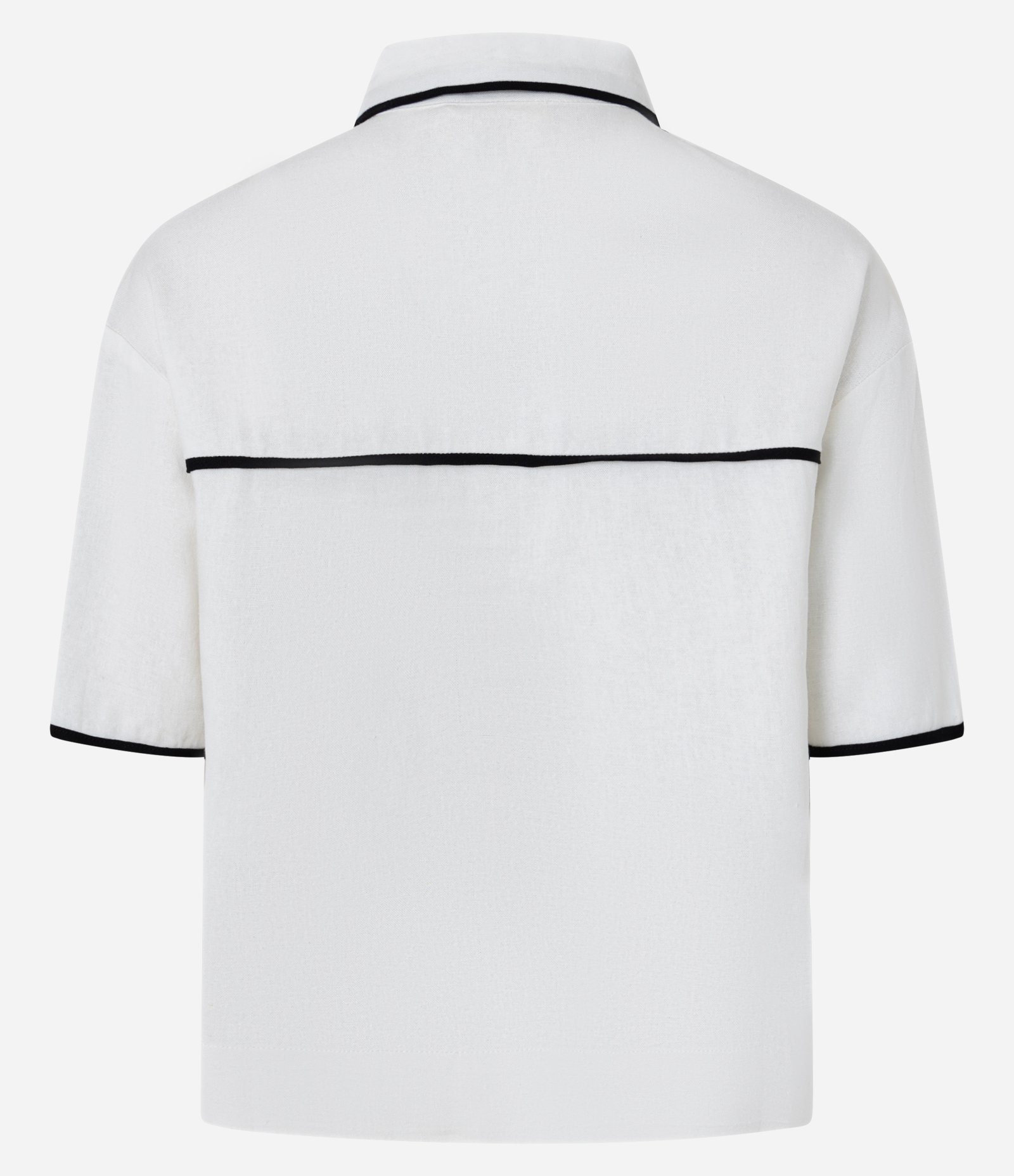 Camisa em Viscolinho com Vista Oculta e Viés Contrastante Branco 6