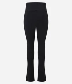 Calça Legging Flare Esportiva em Microfibra com Fenda Lateral