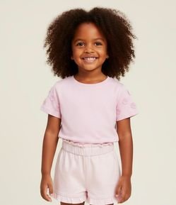 Blusa Infantil com Florzinhas Aplicadas na Manga - Tam 1 a 6 Anos