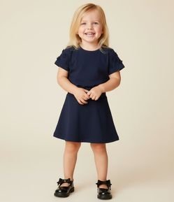 Blusa Infantil com Florzinhas Aplicadas na Manga - Tam 1 a 6 Anos