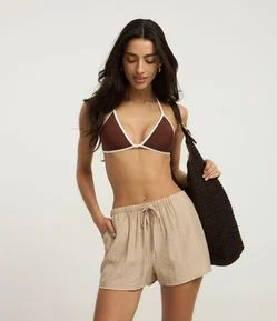 Saída de Praia Short em Viscose com Bolso e Amarração
