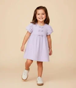 Vestido Infantil com Laços Texturizado - Tam 1 a 6 Anos