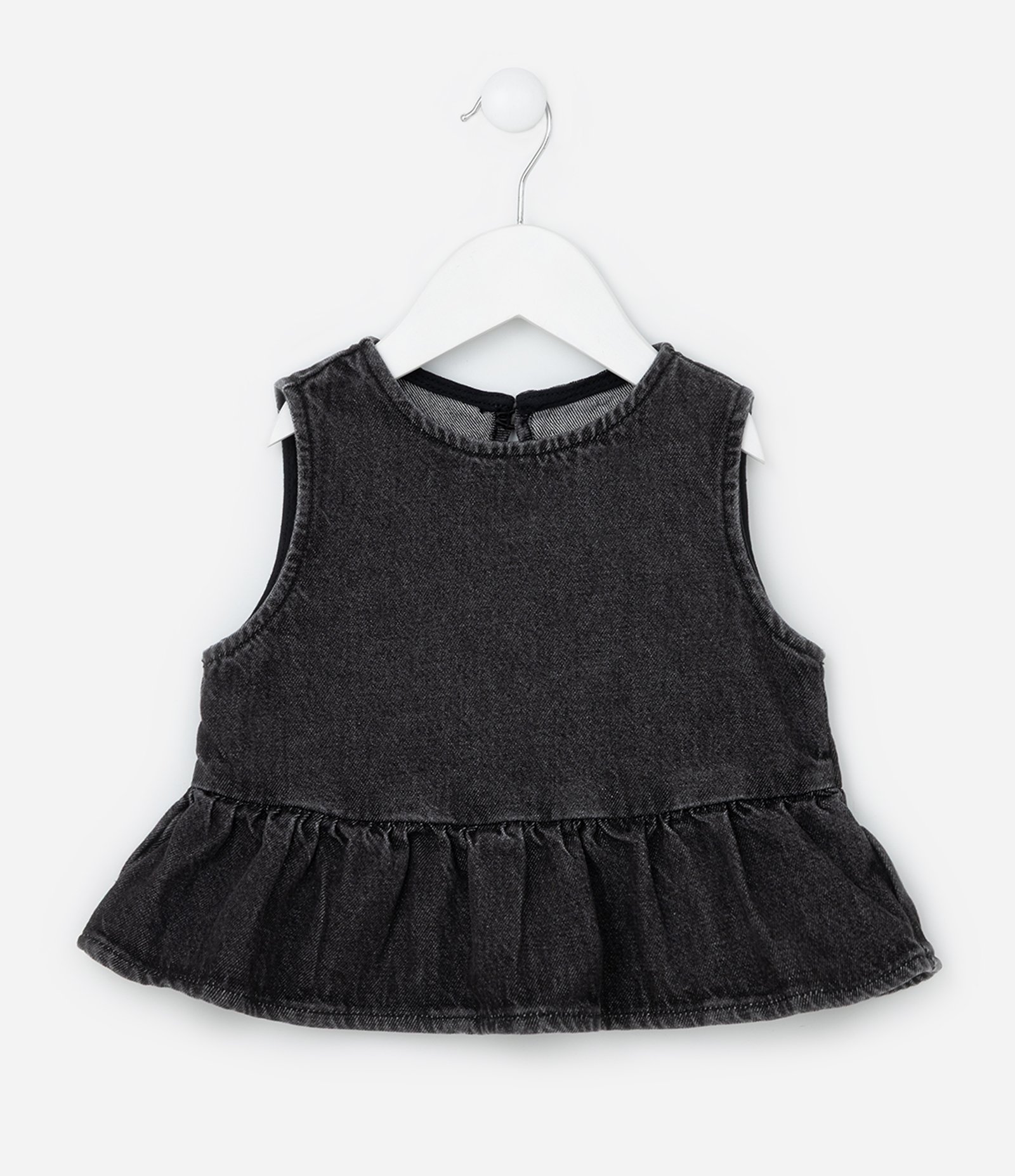 Blusa Infantil em Jeans com Babado -  1 a 6 Anos Preto 1