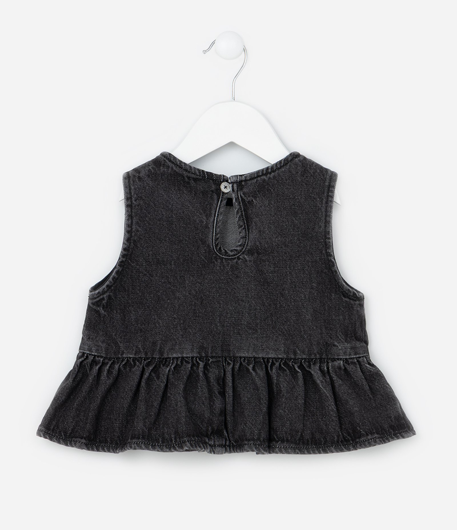 Blusa Infantil em Jeans com Babado -  1 a 6 Anos Preto 2