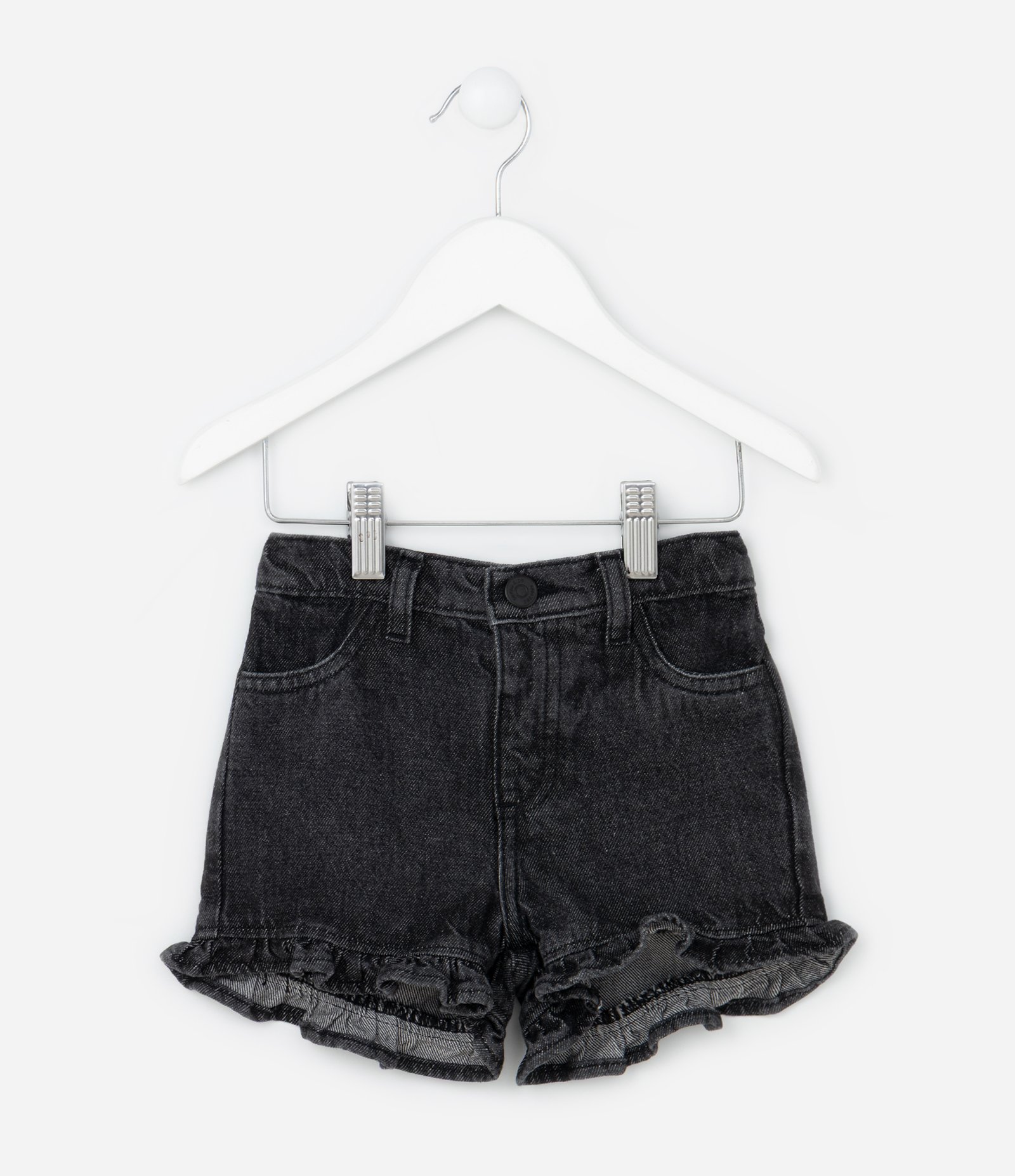 Short Infantil em Jeans com Babadinhos - Tam 1 a 6 Anos Preto 2