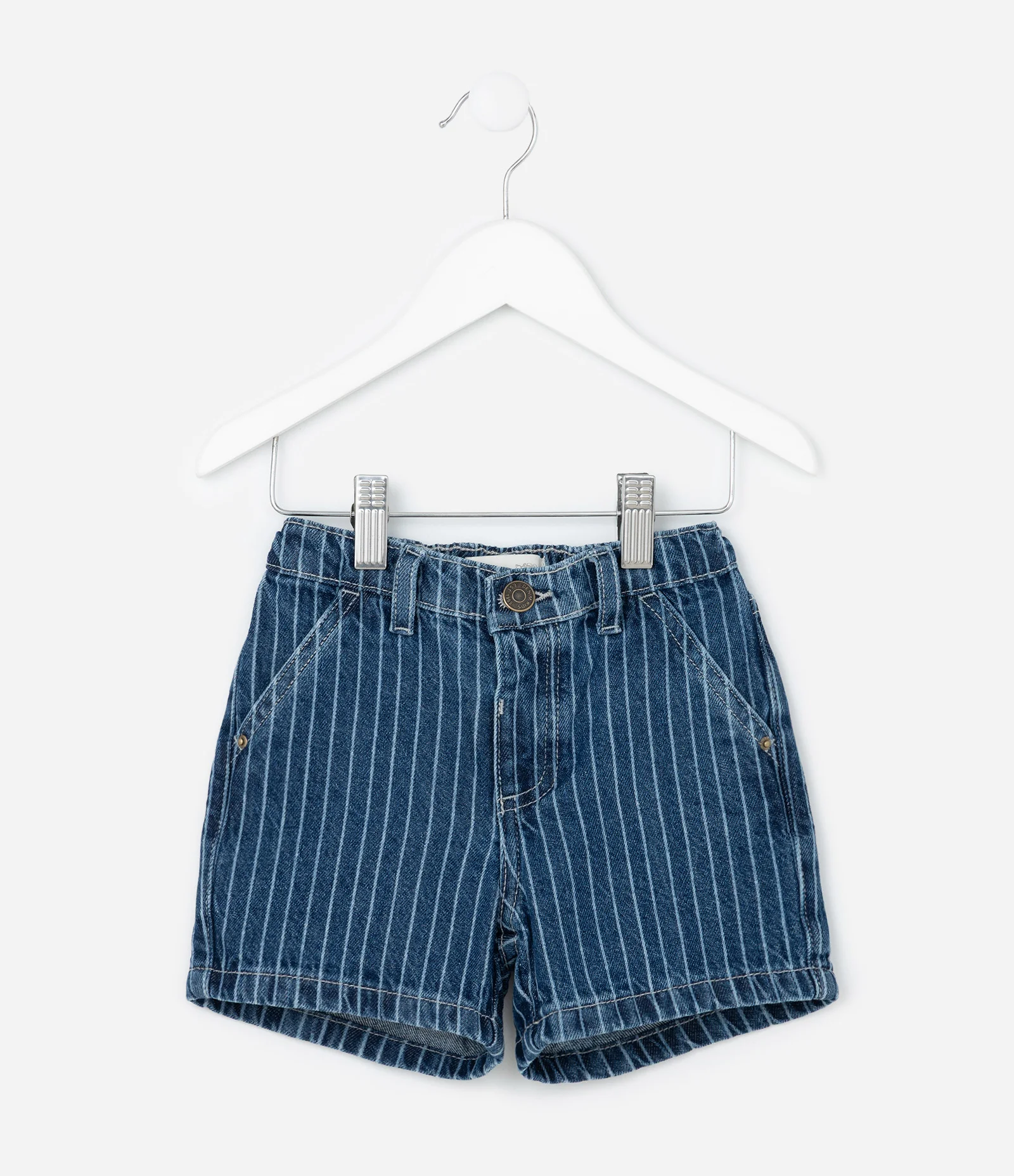 Short Infantil em Jeans com Risca de Giz - Tam 1 a 6 Anos Azul 2