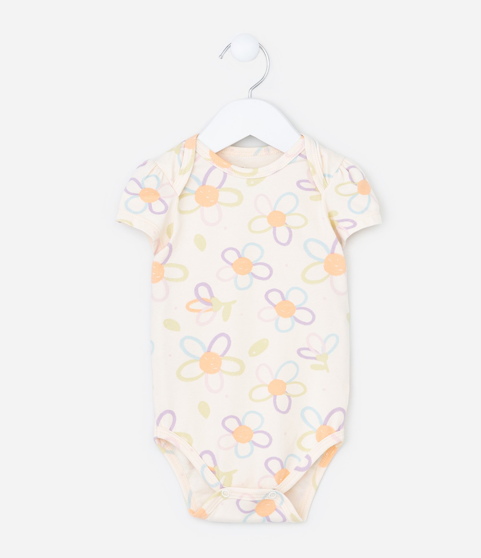 Body Infantil com Estampa Floral - Tam 0 a 18 meses Bege 2