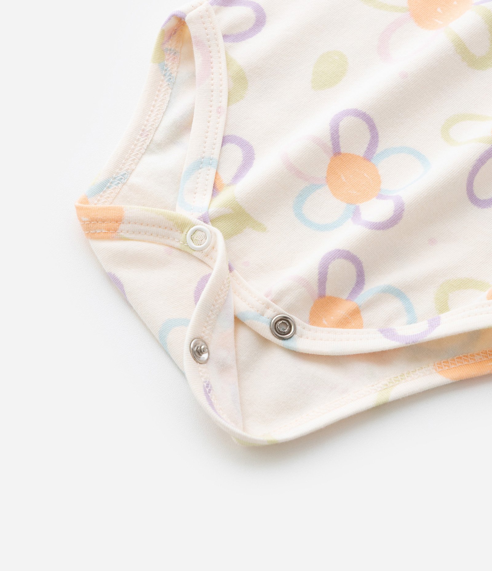 Body Infantil com Estampa Floral - Tam 0 a 18 meses Bege 5