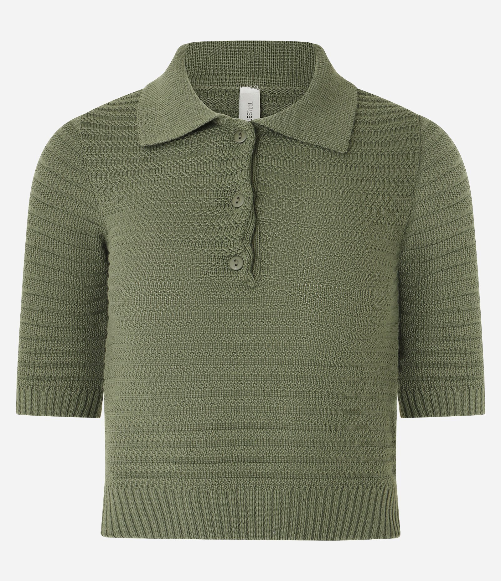 Blusa Polo em Tricô com Botão na Gola Verde 4
