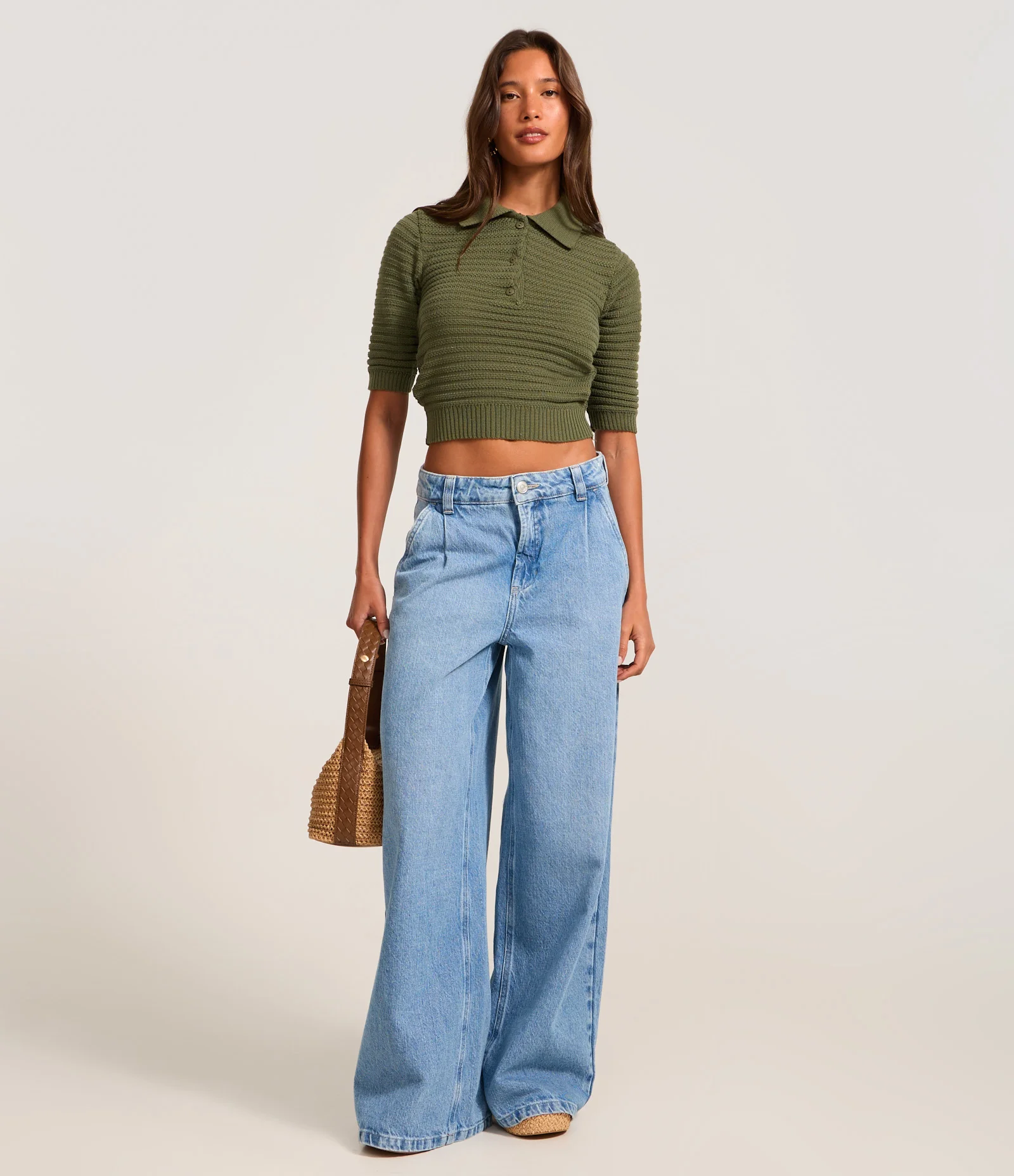 Blusa Polo em Tricô com Botão na Gola Verde 2