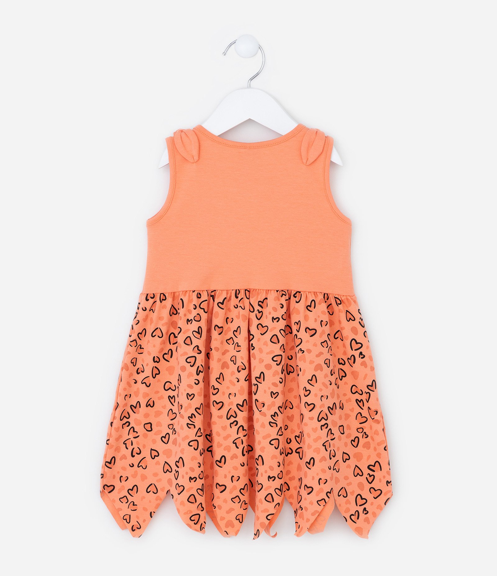 Vestido Infantil com Estampa Era das Cavernas - Tam 1 a 6 Anos Laranja 3